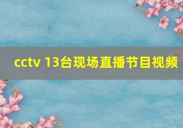 cctv 13台现场直播节目视频